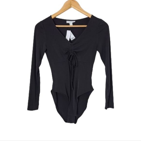 Topshop Cutout Ruched Bodysuit Women's Size 4 - Picture 5 of 13